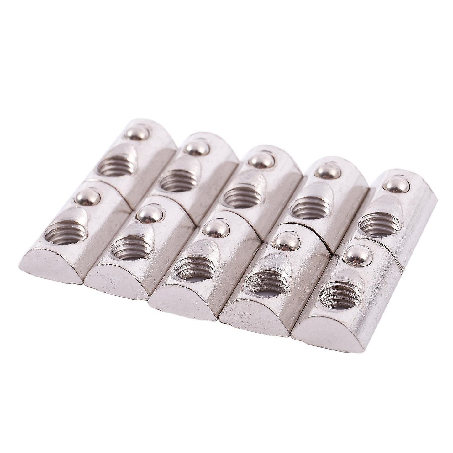 10x M8 Female Thread Roll-in Ball Spring T Slot Nut Silver