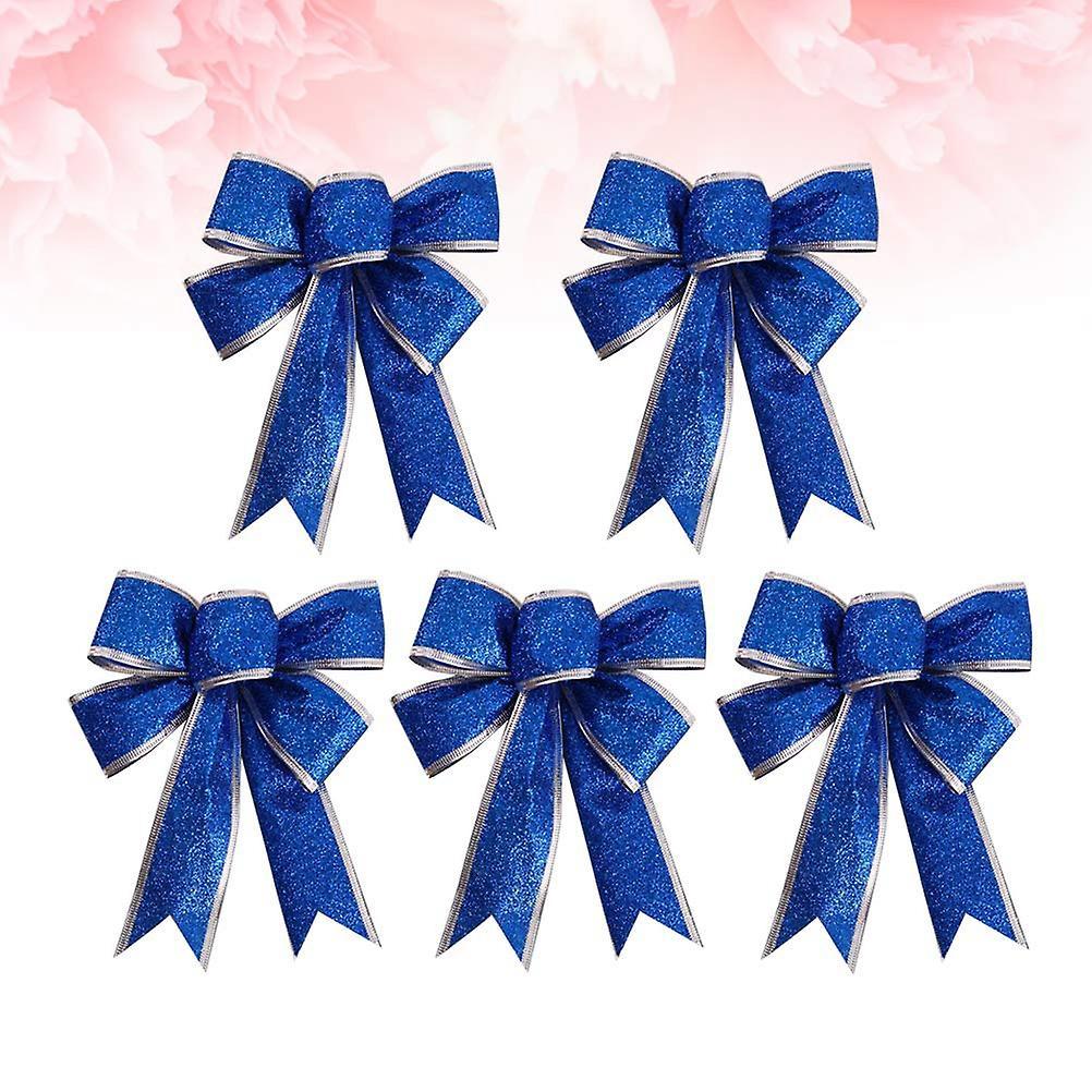 Christmas Sparkling Ribbon Bow Gift, Christmas Tree Decor(blue,5 Pcs)