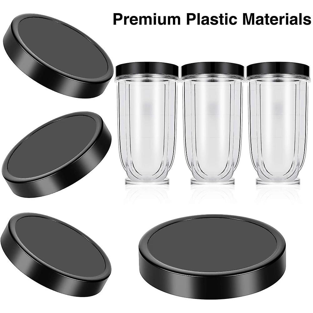 6 Pack Replacement Black Plastic Stay Fresh Lid Parts with 16oz Cup
