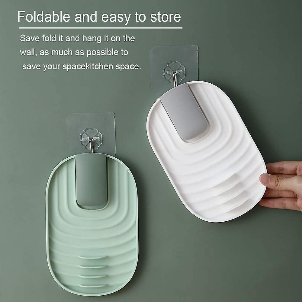 2pcs Foldable Lid and Spoon Rest with Drip Pad,spoon Holder (white)