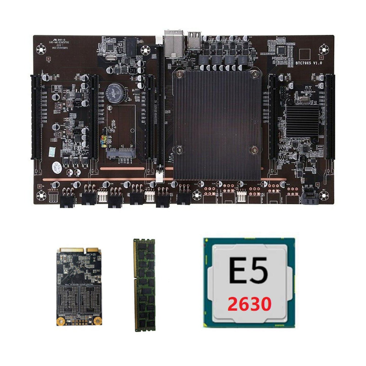 X79 H61 Btc Miner Motherboard with E5 2630 Cpu Recc 8g Ddr3 Memory