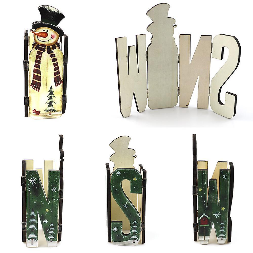 Wooden Letter Table Ornaments Santa Claus Snowman Pattern (green)