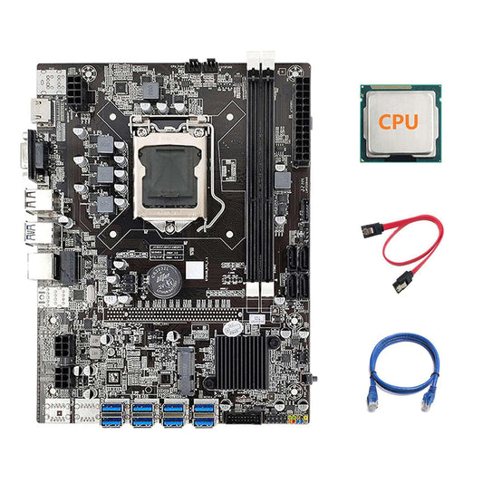 B75 Eth Mining Motherboard 8xpcie Usb Adapter+cpu+sata Cable Lga1155
