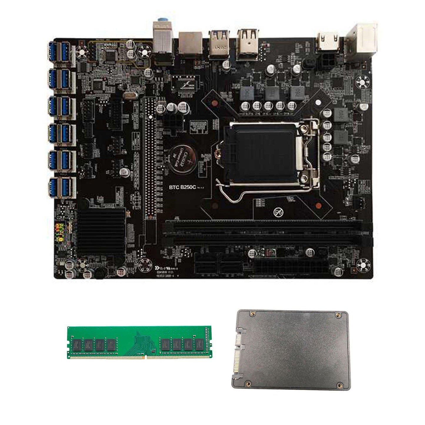 B250c Btc Mining Motherboard with 120g Ssd+ddr4 4gb 2666mhz Ram