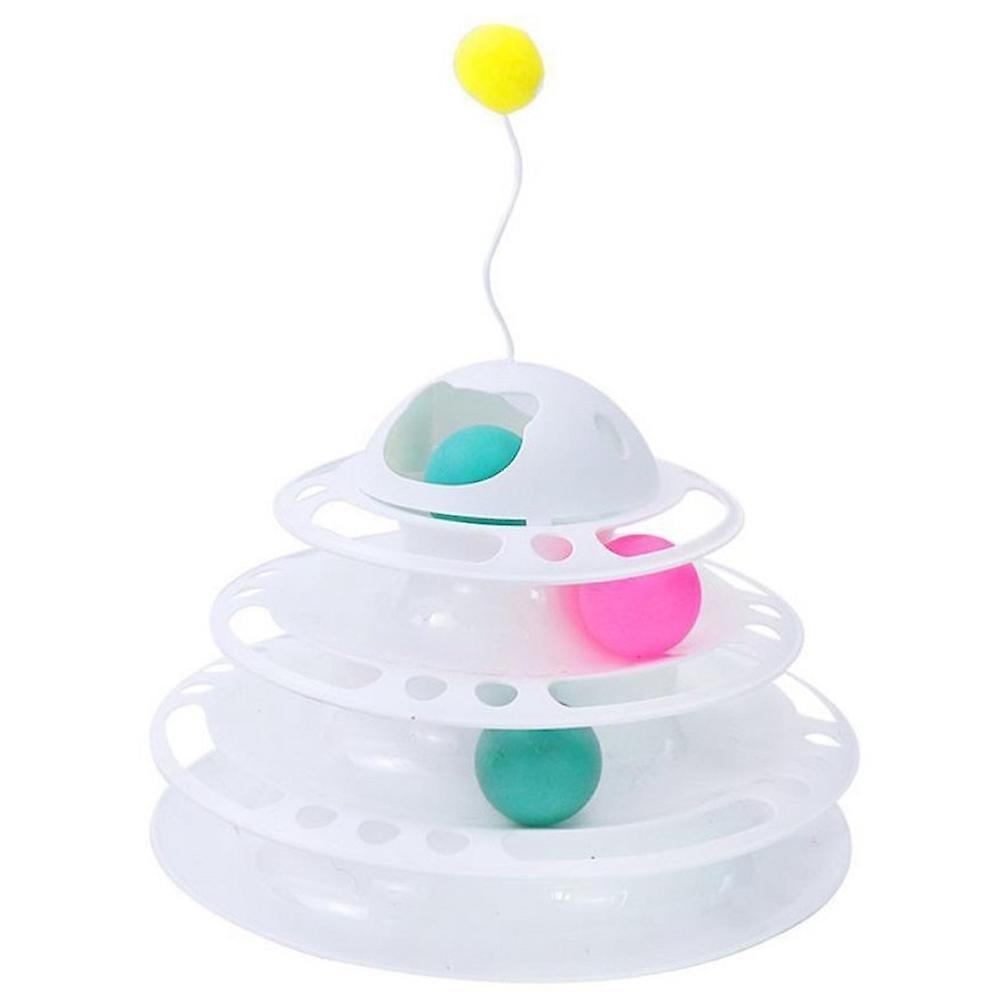 Cat Toy with Bell Rolling Ball, Cat Tower Toy White