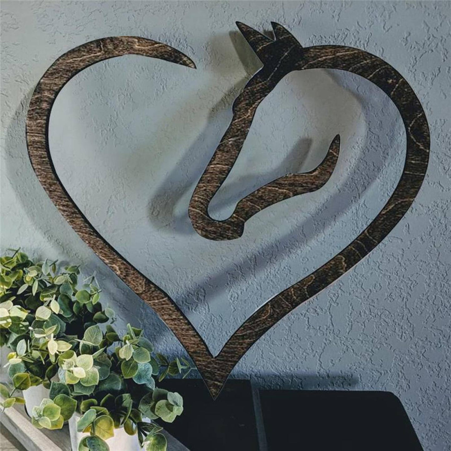 Hanging Love Horse Heart Wooden Wall Art Home Decor Wooden Horse