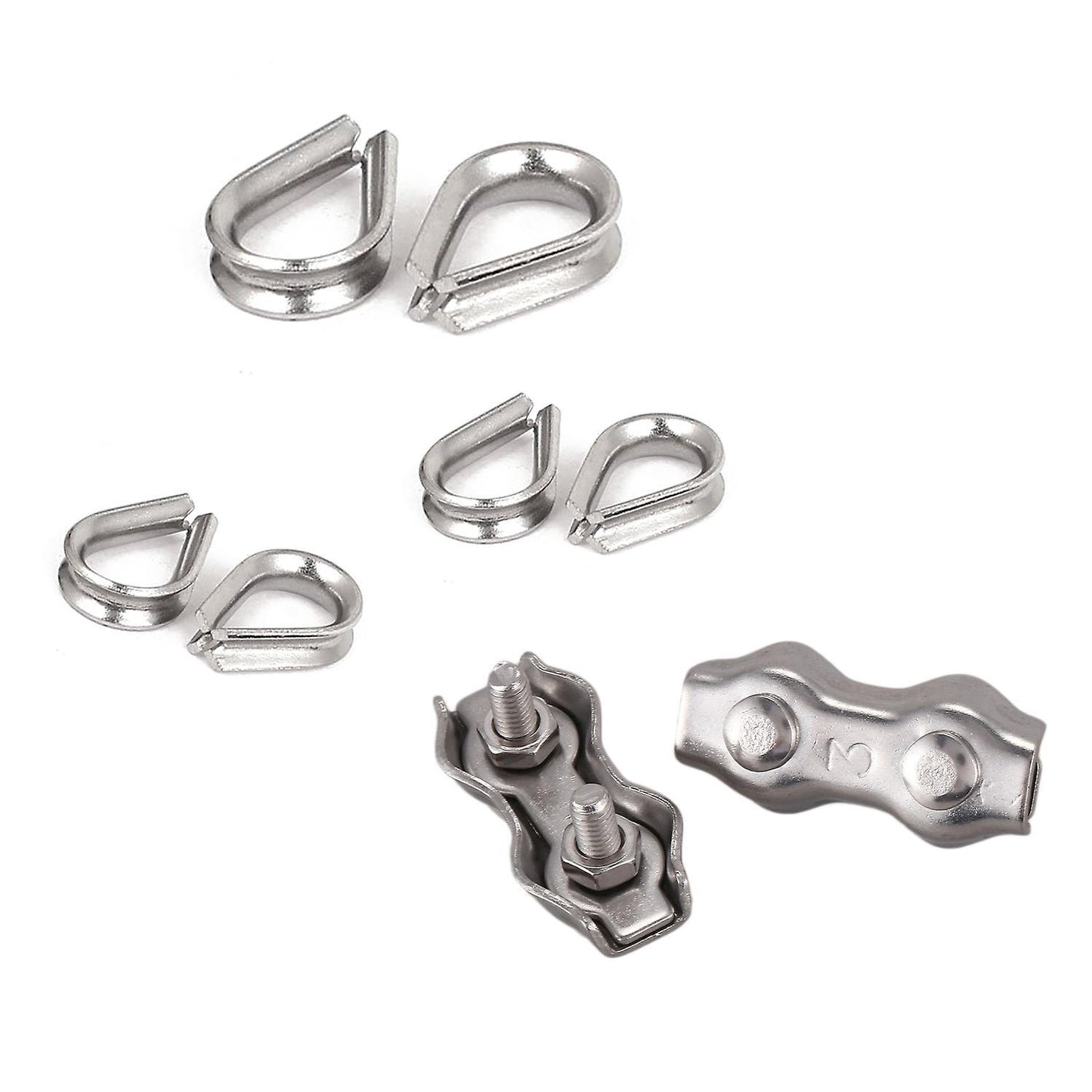 Stainless Steel 2mm Wire Rope Cable Thimbles Silver Tone 20 Pcs