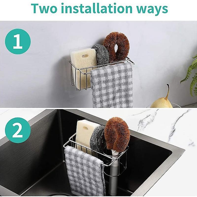 Kitchen Stainless Steel Sink Drain Rack Sponge Rack Storage Basket
