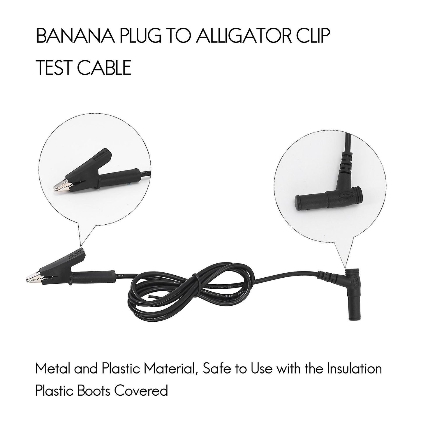 Pair Banana Plug to Alligator Clip Test Lab Test Cable 1m Long