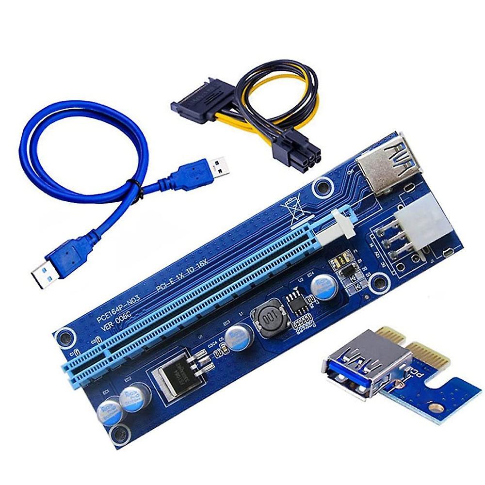006c Pcie 1x A 16x Express Riser Card Usb 3.0 Cable Btc Mining