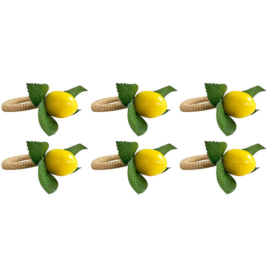 6pcs Simulation Lemon Plant Napkin Ring Fruit Meal Buckle Napkin Ring