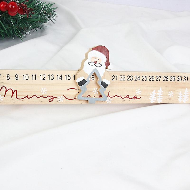 Christmas Calendar Countdown Wooden Santa Claus for Children and Kid