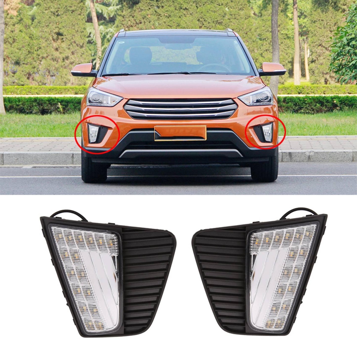 Car Led Daytime Running Light Fog Drl with Yellow Turning Signal Lamp