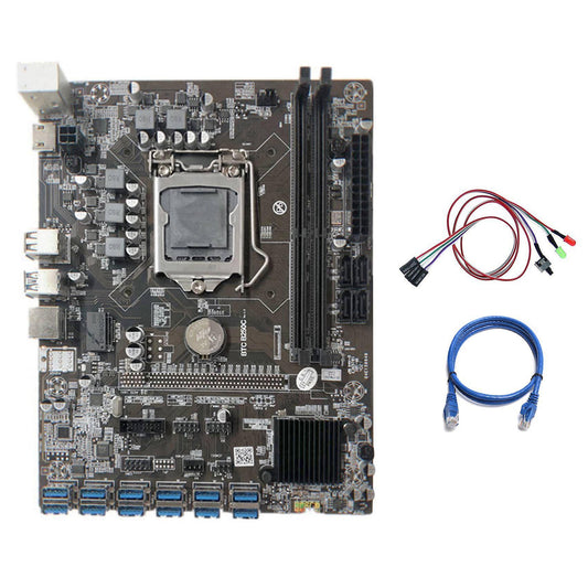 B250c Miner Motherboard+switch Cable with Light+rj45 Cable Lga1151