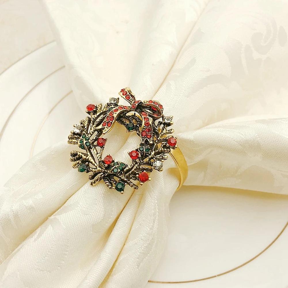 Christmas Wreath Napkin Rings Metal Napkin Buckle Napkin Holder
