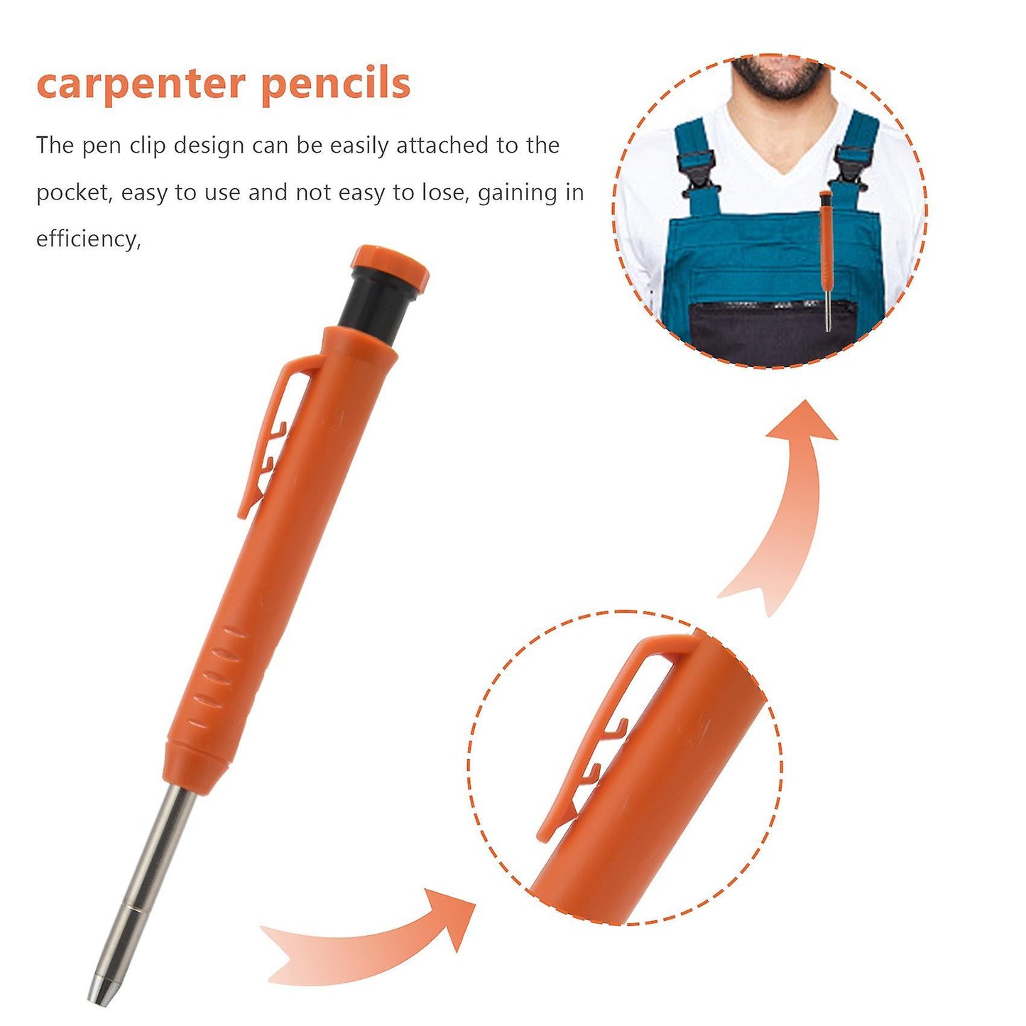 Carpenter Pencil Set with 7 Refill Leads, Built-in Sharpener,pencil D
