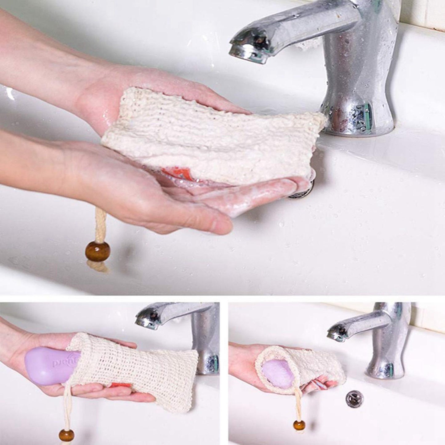 12x Soap Bag, Soap Bag Ramie, Organic Soap Bag, Soap Bag