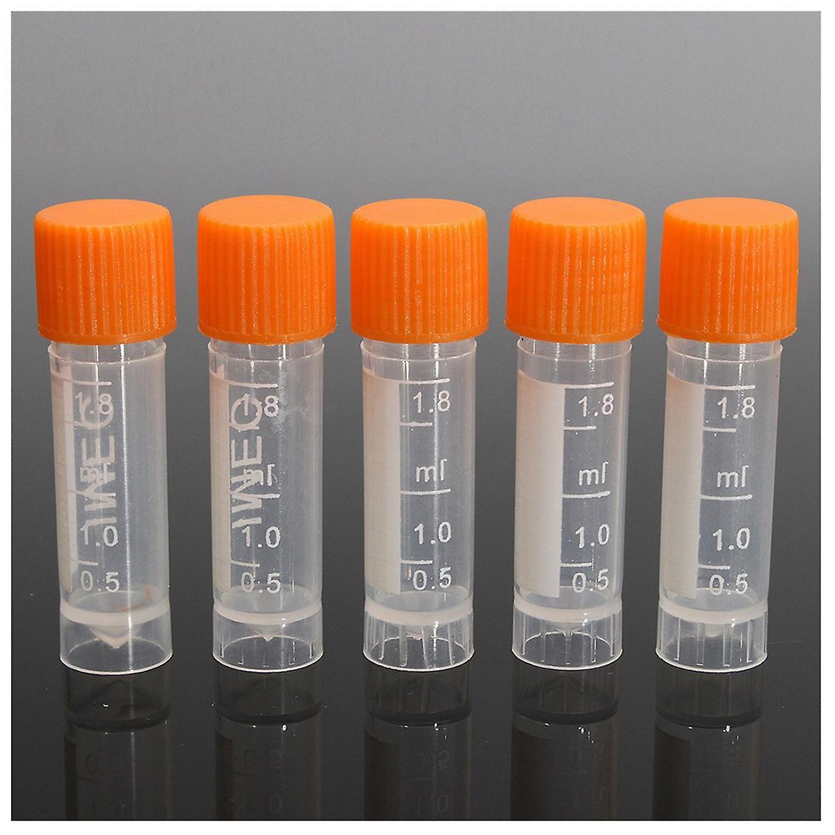 50x Plastic Graduated Cryovial Test Tube Sample Pipe with Seal Cap