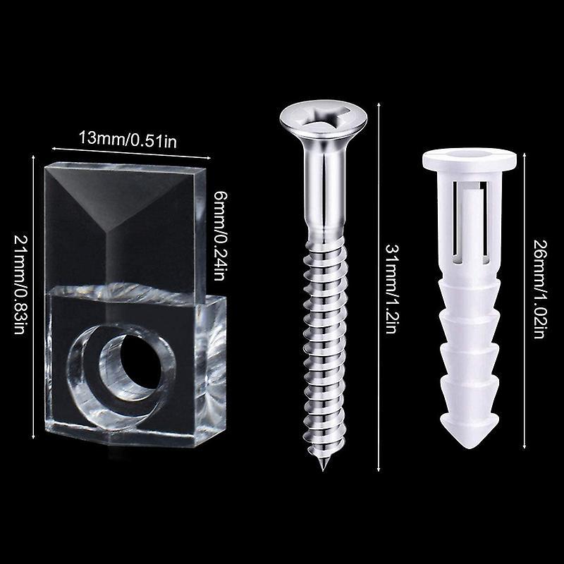 22 Sets Mirror Holder Clips Kit Crystal Clear Plastic Glass Retainer