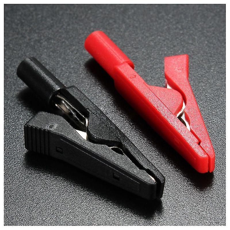 2x Insulated Alligator Clip Connector Clamp Testing Probe Red+black