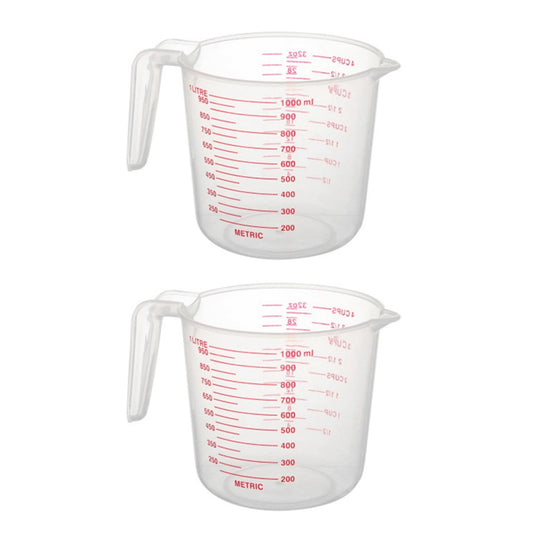 2x 1000ml Measuring Cup Baking Tool Kitchen Tool Plastic with Scale