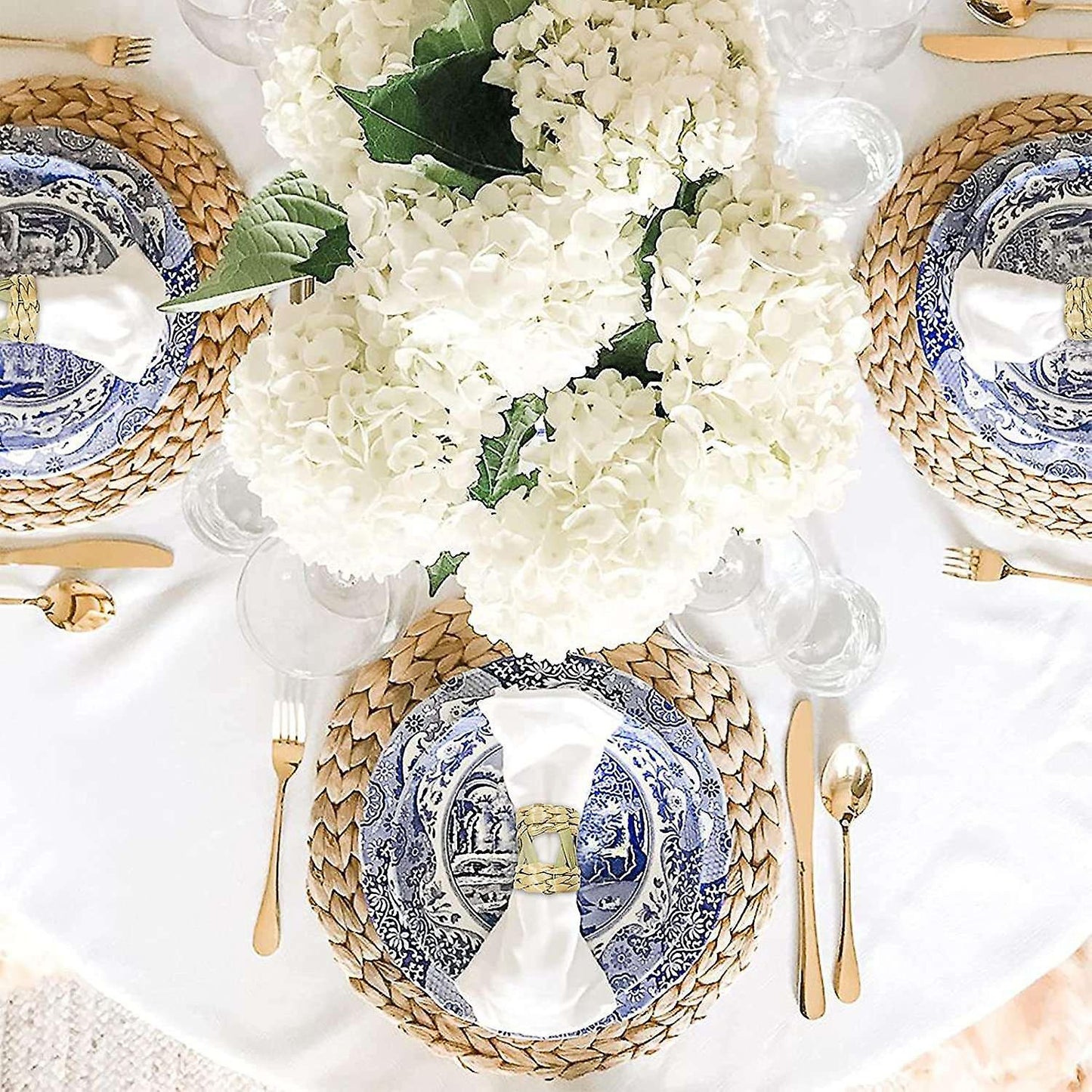 Woven Straw Farmhouse Napkin Rings Set Of 4,for Banquet,table Decor
