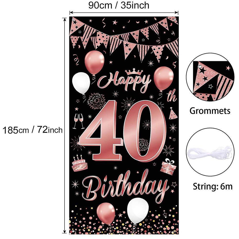 40th Birthday Party Decorations Banner Background, Rose Gold