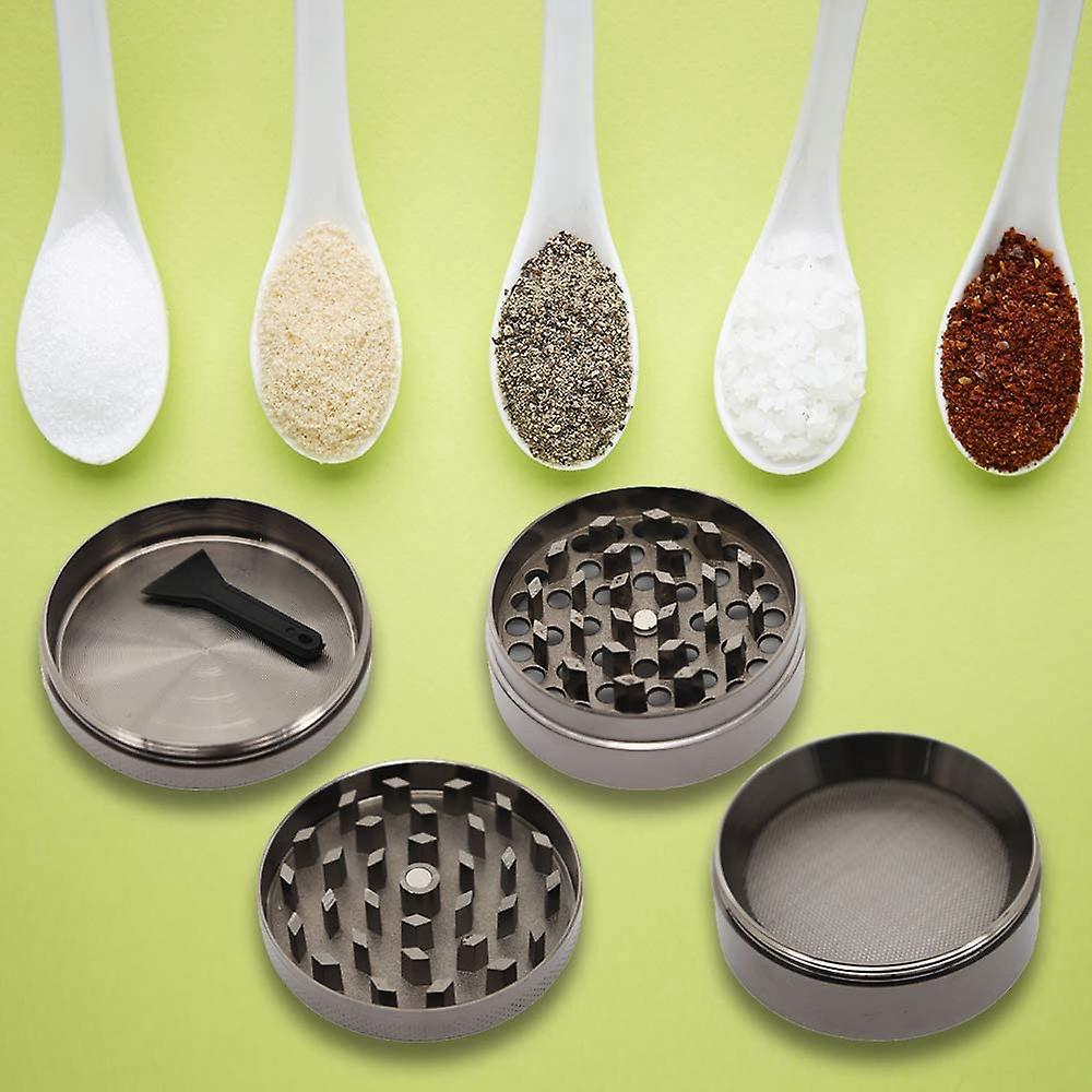 4-layer Spice Herb Grinder Zinc Alloy with Pollen Collector -gray