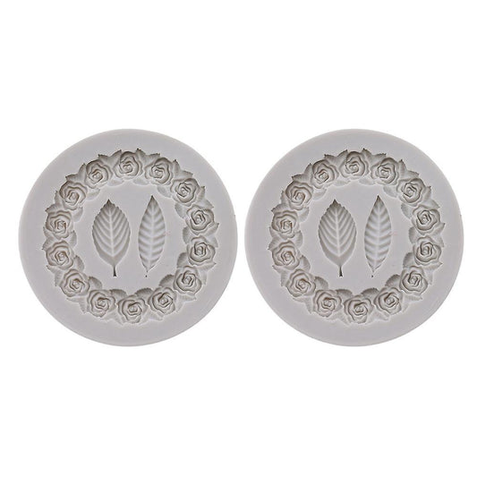 2pcs Rosette Leaves Silicone Mold Cake Diy Sugar Baking Mold