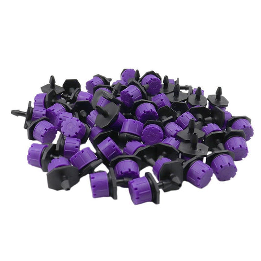 100 Pcs Adjustable Irrigation Drippers for Watering System - Purple