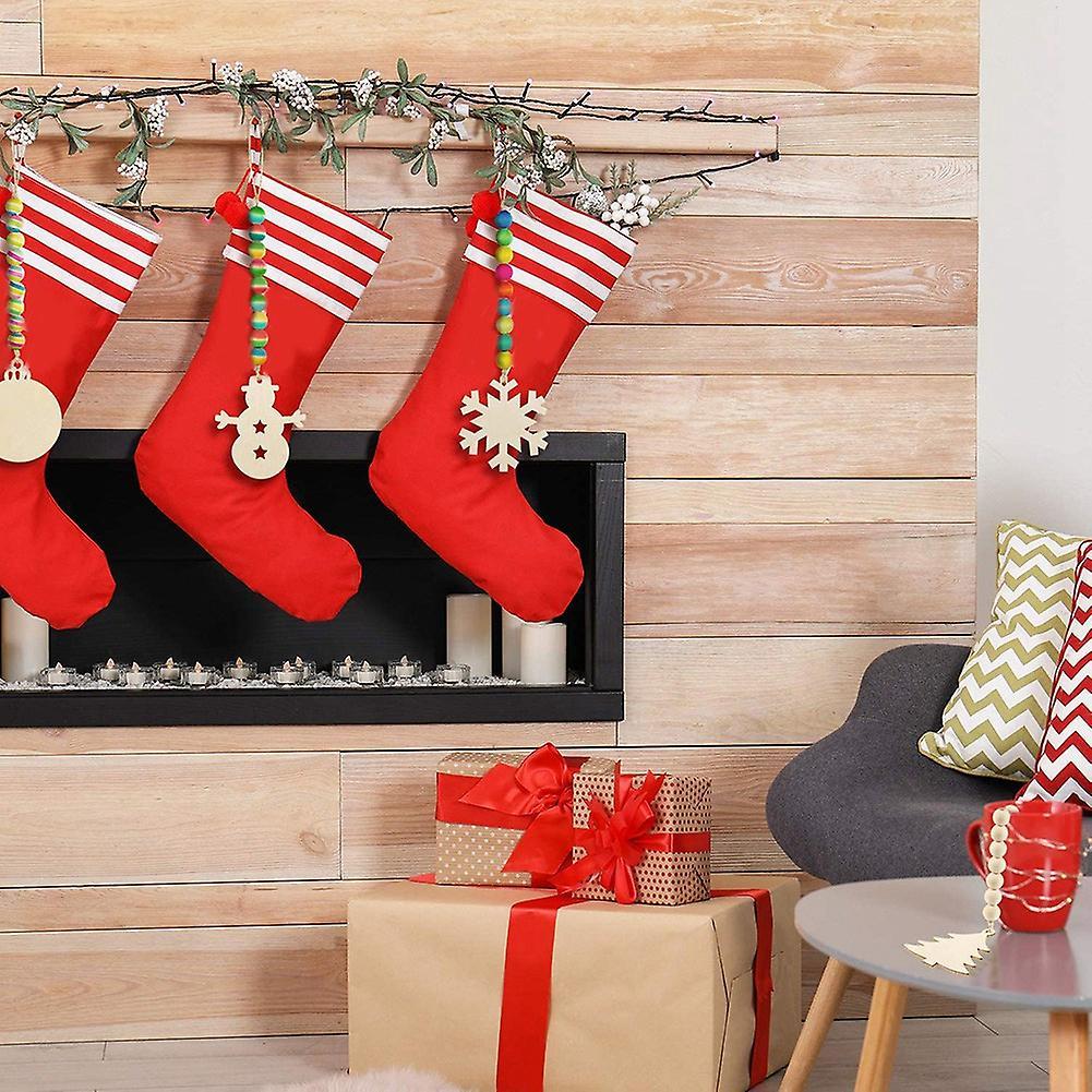 8 Pieces Christmas Tree Hanging Decor Wooden Bead for Party Decor