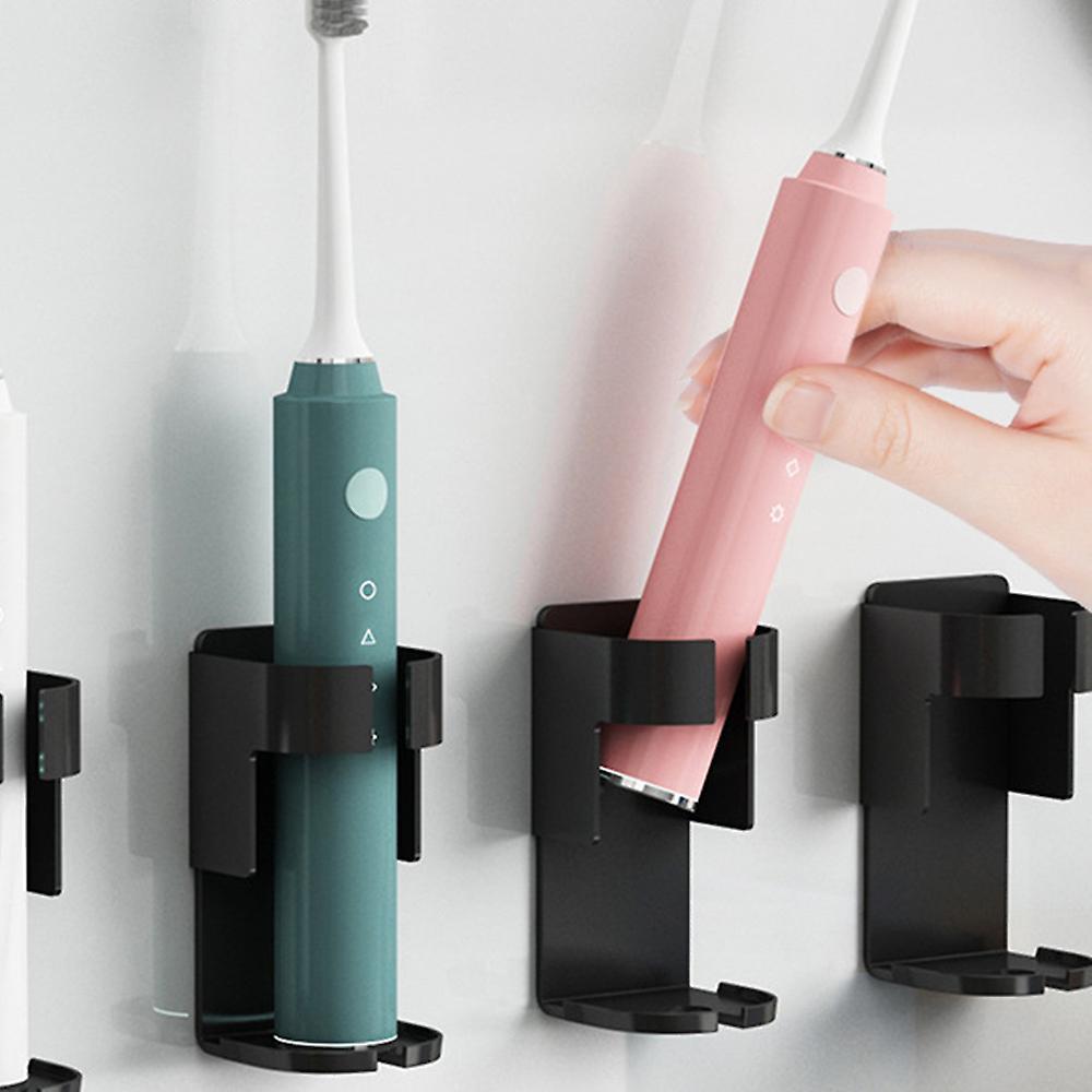 2pcs Electric Toothbrush Holder, Adhesive Metal Black Wall Mount
