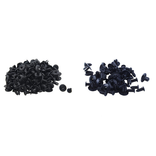 100 Pcs Car Fender Push Type Black Plastic Rivets Fastener