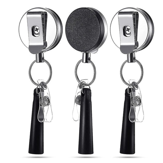 Metal Retractable Badge Reel with Pen Holder Flexible Pull Badge Pen