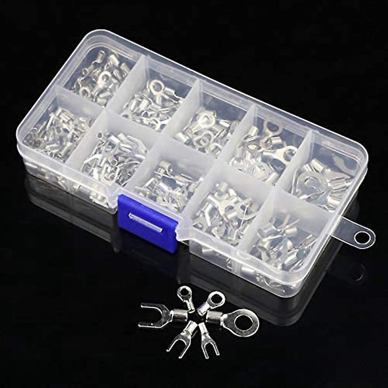 320pcs 10 In 1 Terminals Non-insulated Ring Fork U-type Brass Kit