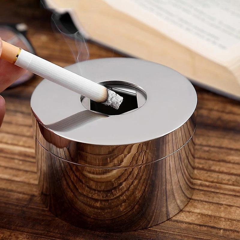 Stainless Steel Ashtray Anti Fly Ash Ashtray with Cover ,matte Gray