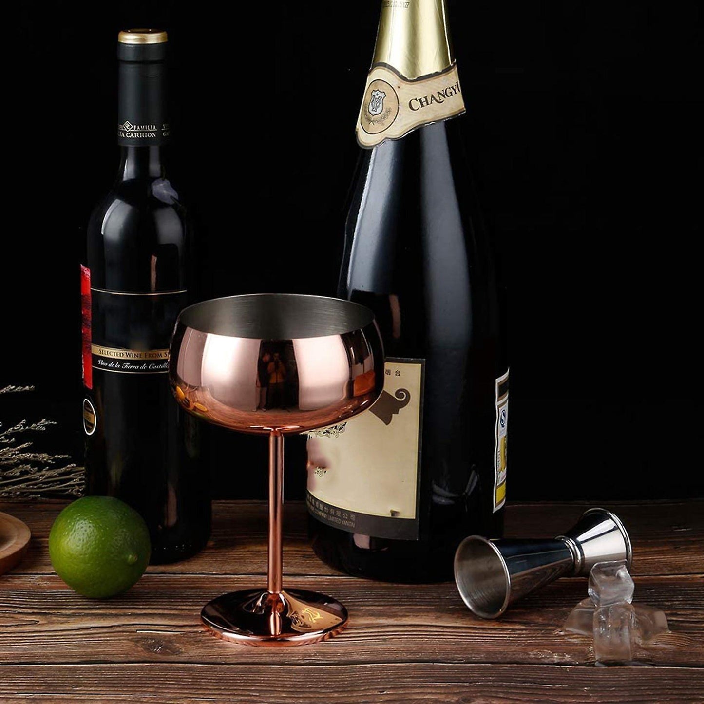 Glasses Set Of 2 Stainless Steel Vintage Cocktail Glass Wine Goblet