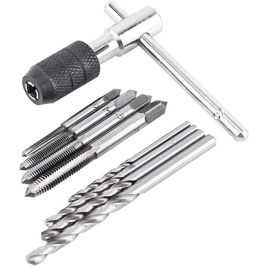 9pcs Adjustable T-handle Ratchet Tap Holder Wrench Tool Set
