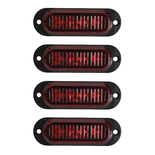 4pcs 4led Led Light Head Emergency Beacon Hazard Warning Light Red