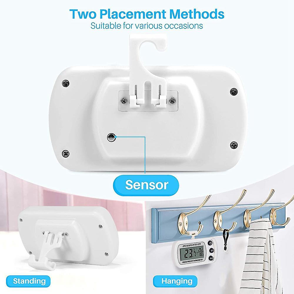 2pcs Fridge Digital Waterproof Thermometer Lcd Display (white)