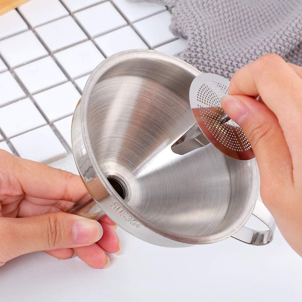 Stainless Steel Funnel with Detachable Filter for Canning -silver