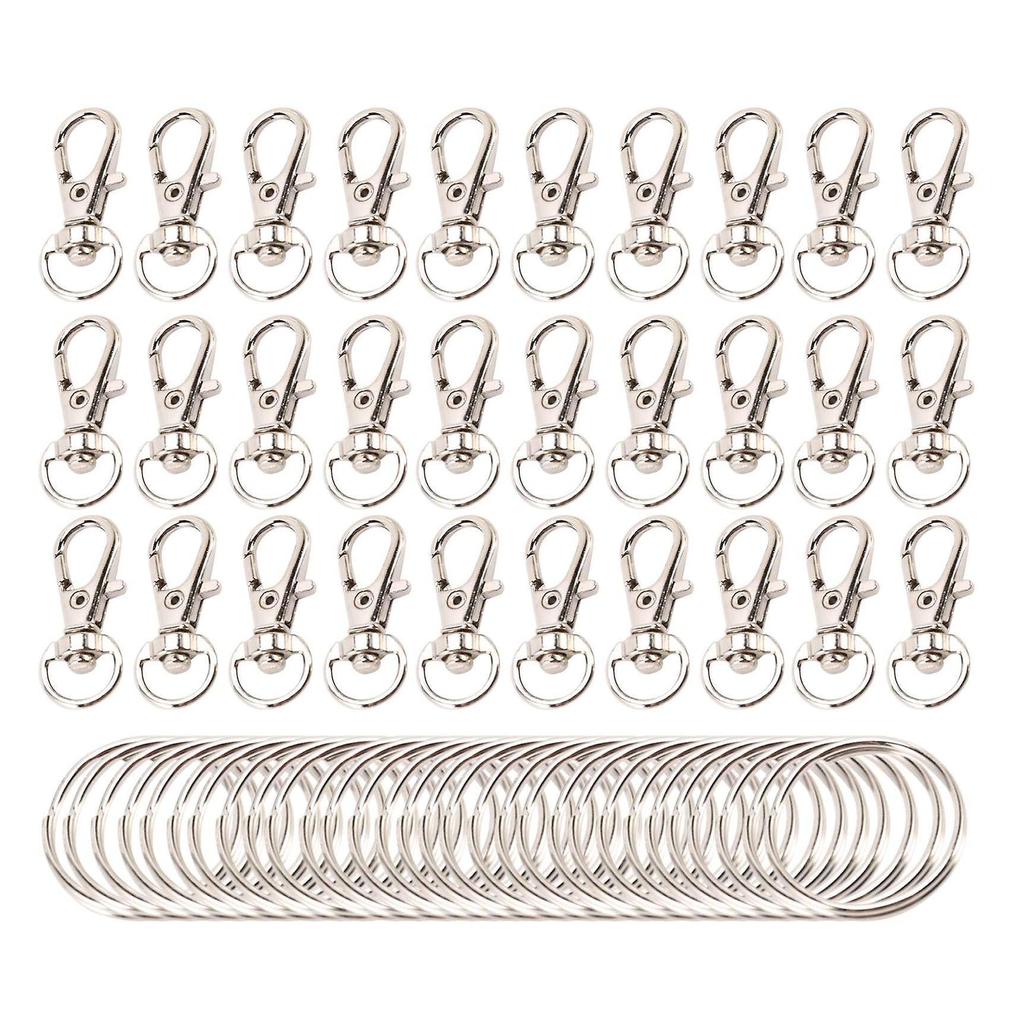 60pieces Key Ring Clip Hooks Snap Hooks with Split Key Rings (silver)