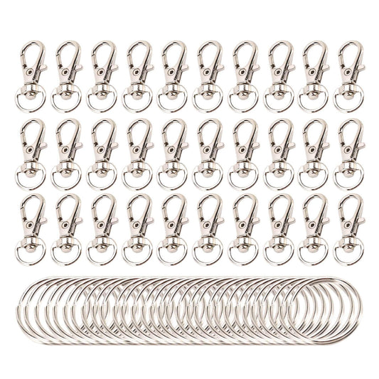 60pieces Key Ring Clip Hooks Snap Hooks with Split Key Rings (silver)