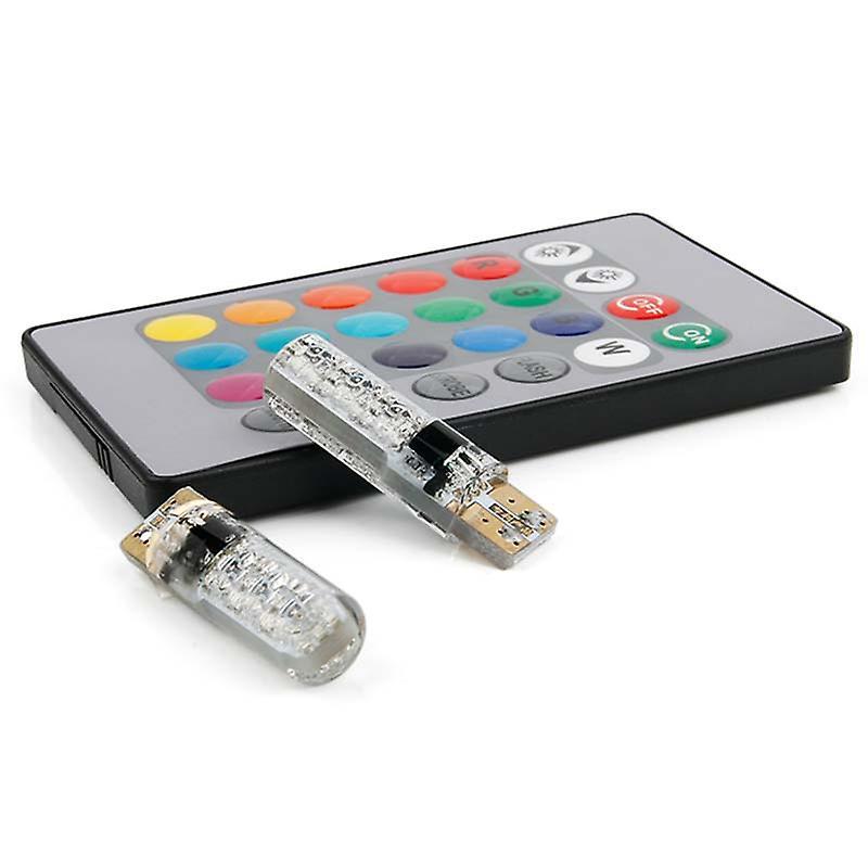 T10 5050 6smd Rgb 2 Pcs Led Multi Color Light Car Wedge Bulbs Flash