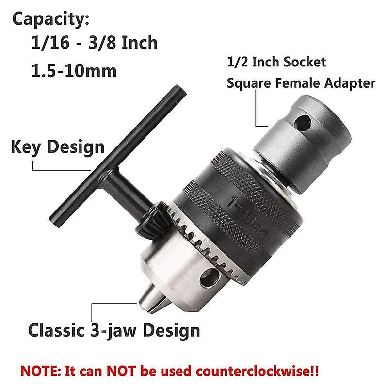 1.5-10mm 1/16 Inch - 3/8 Inch Capacity Key Drill Chuck Converter