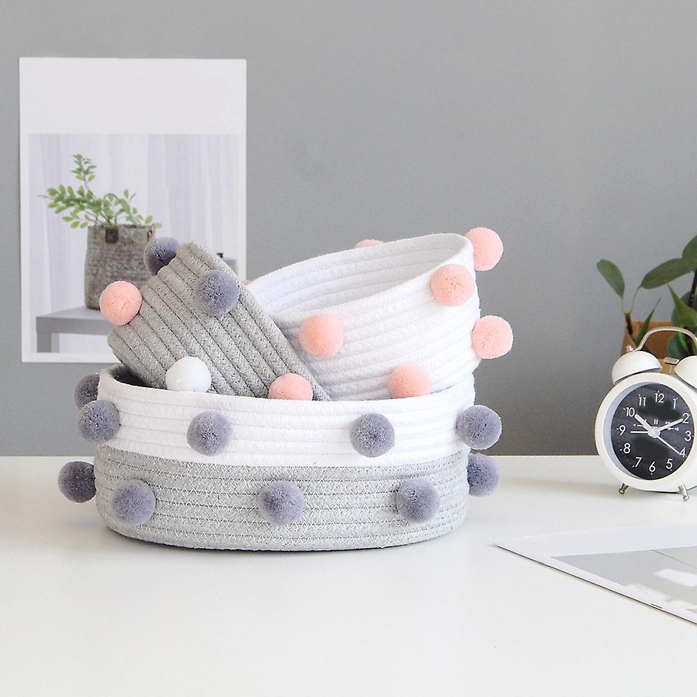 Sundries Storage Box Cotton Rope Woven Storage Baskets White and Grey