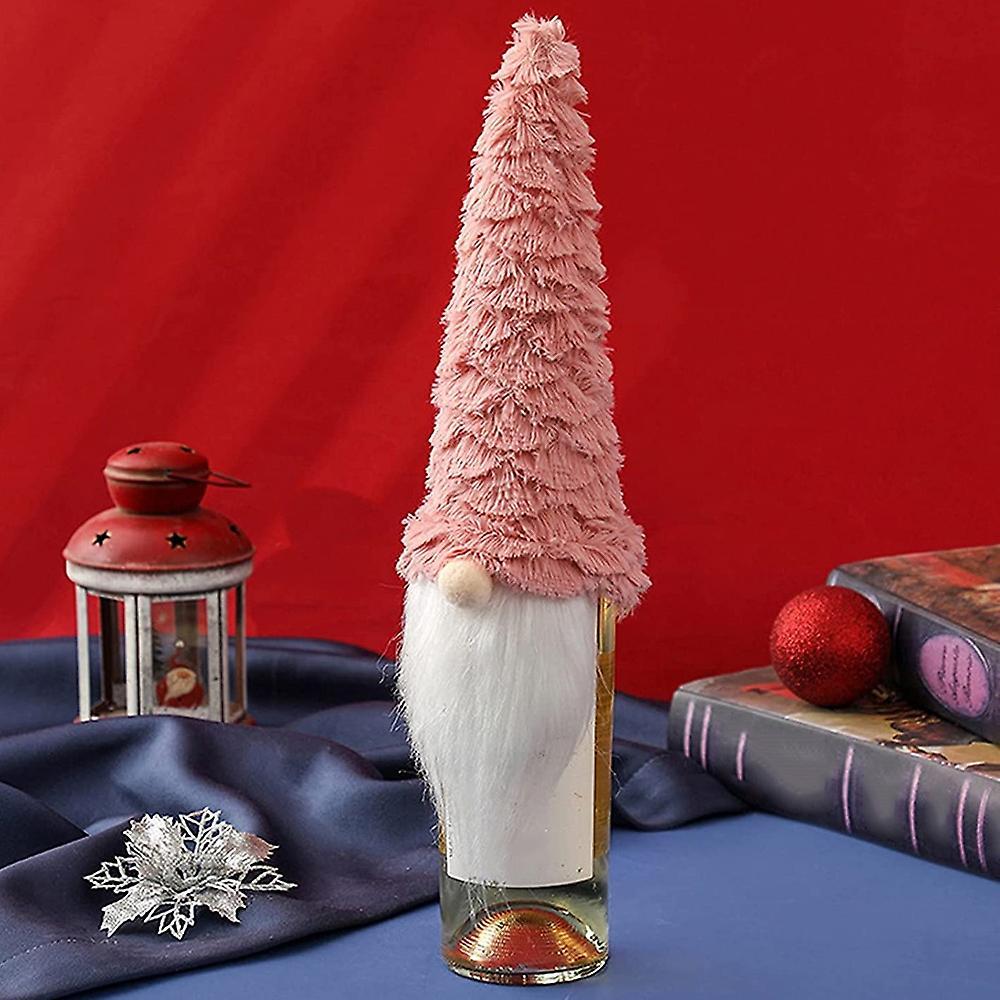 Christmas Hat Champagne Bottle Cover for Dinner Table Decor(pink)