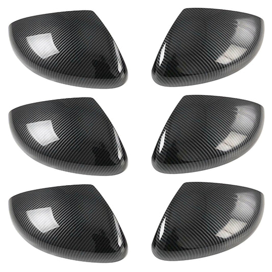 6x Abs Carbon Fiber Rearview Side Door Mirror Cover Car Exterior