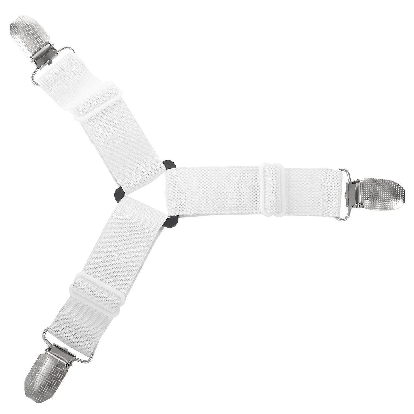 4x 3-way Adjustable Bed Sheet Holders Metal Clips (white)
