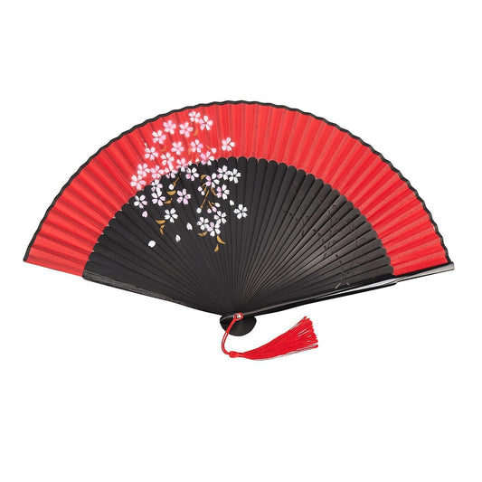 Handheld Fan Sakura Printing Folded Fans Spun Silk Bamboo